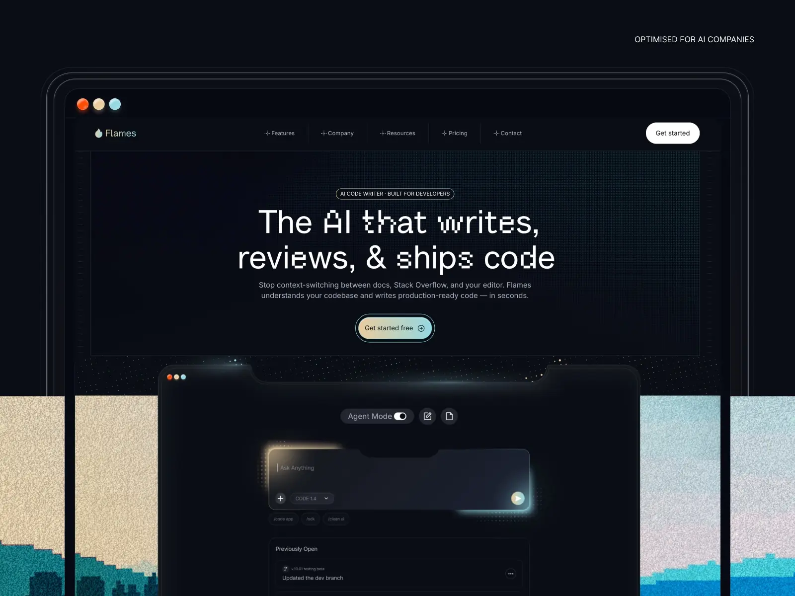Flames — AI SaaS Template for Dev Tools — Design Tick Framer Template