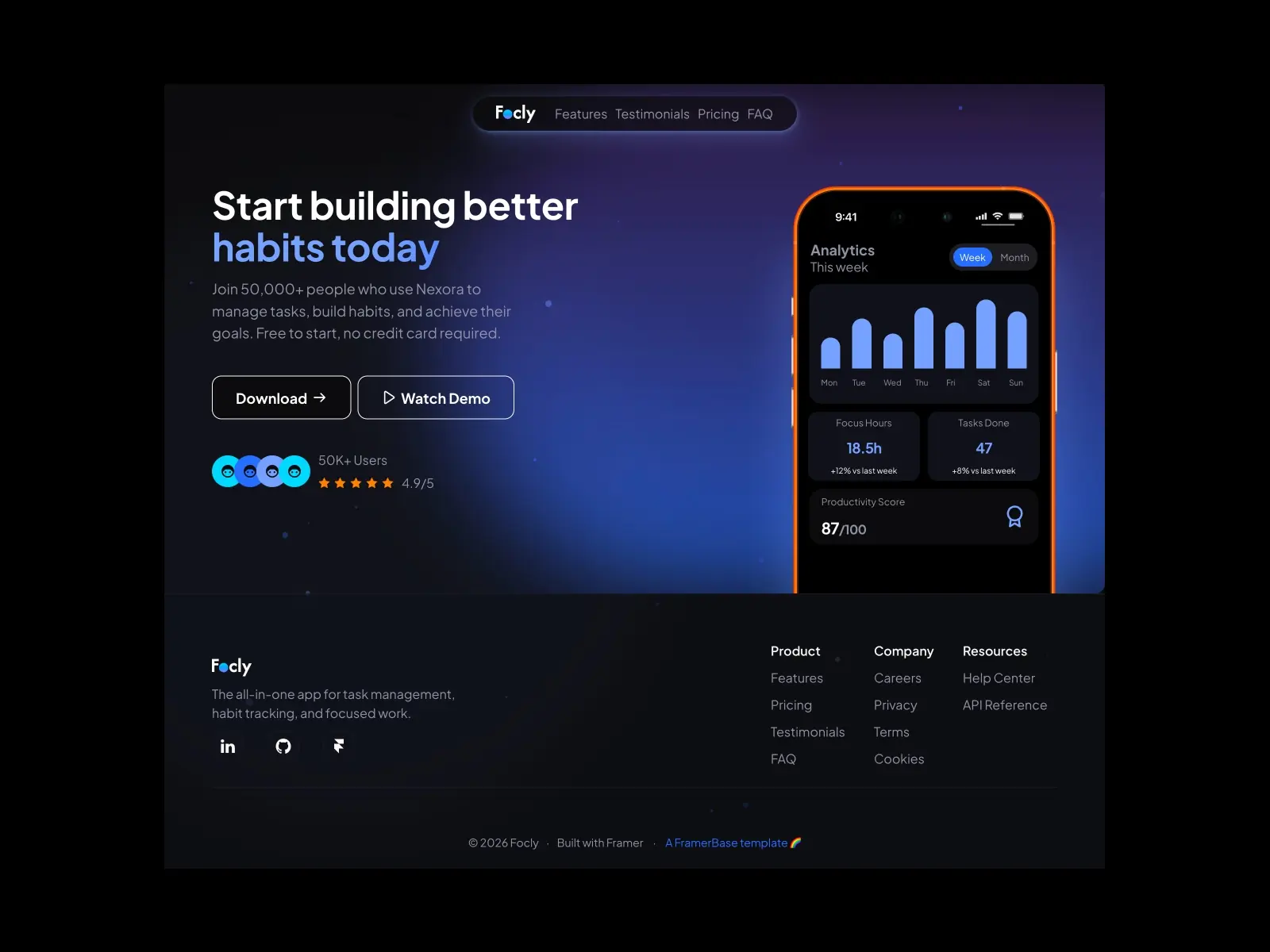 Focly — App Landing Page Template