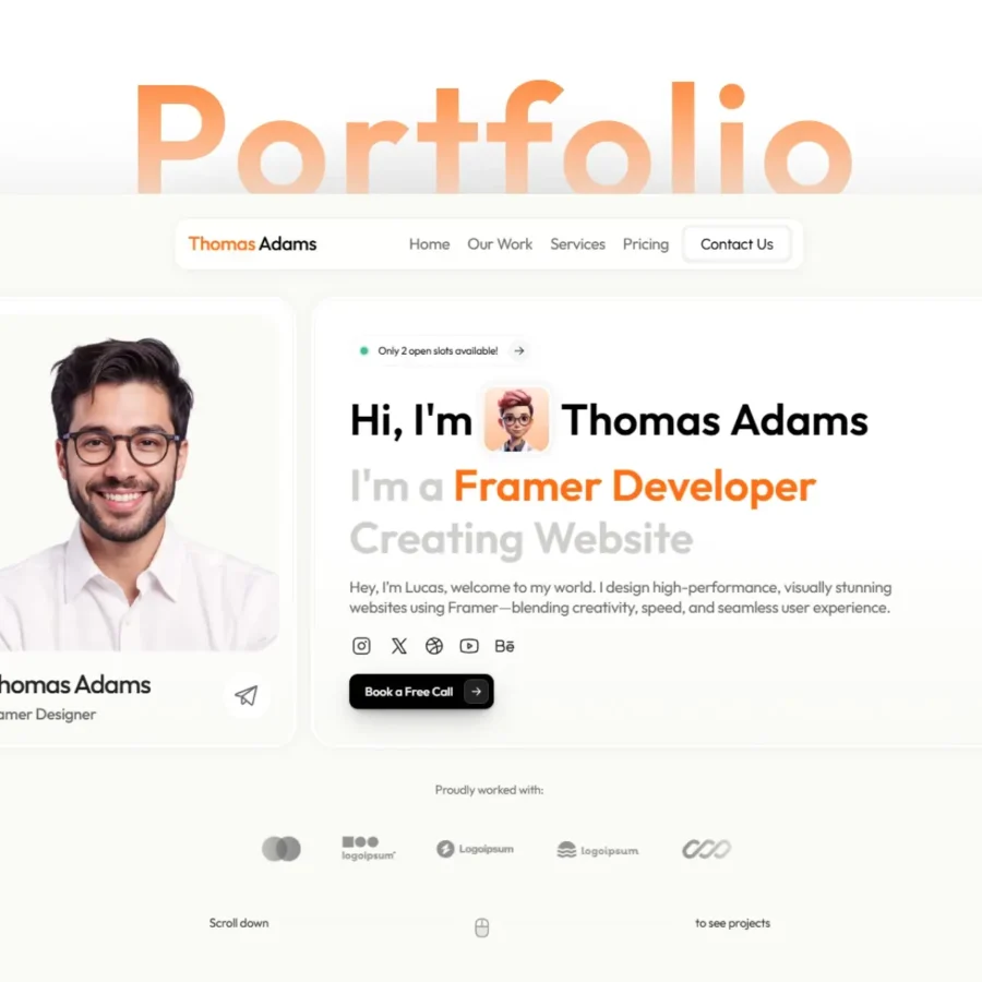 Folioxa — Portfolio Landing Page — @ru Design Framer Template