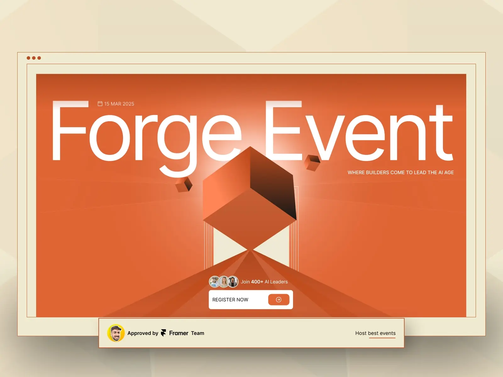 Forge Event — AI Conference & Tech Event Framer — Design Tick Framer Template