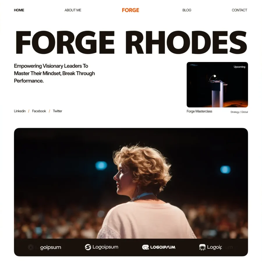 FORGE RHODES — Build Authority. Command the Stage — Mr. Framer Framer Template