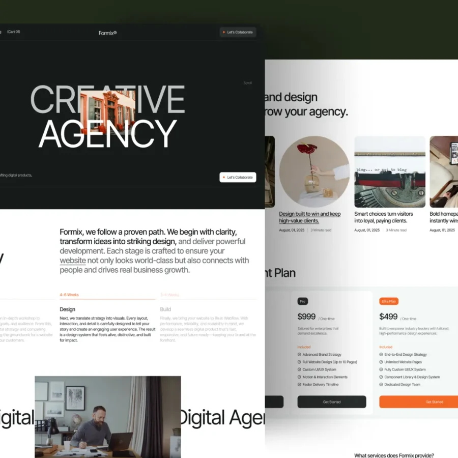 Formix Co — Portfolio & Creative Agency — Waida Studio Framer Template