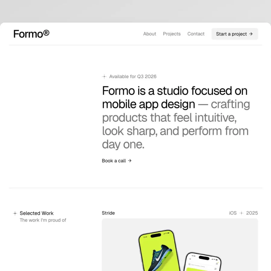 Formo — Minimal Portfolio Template — Kadir Calik Framer Template