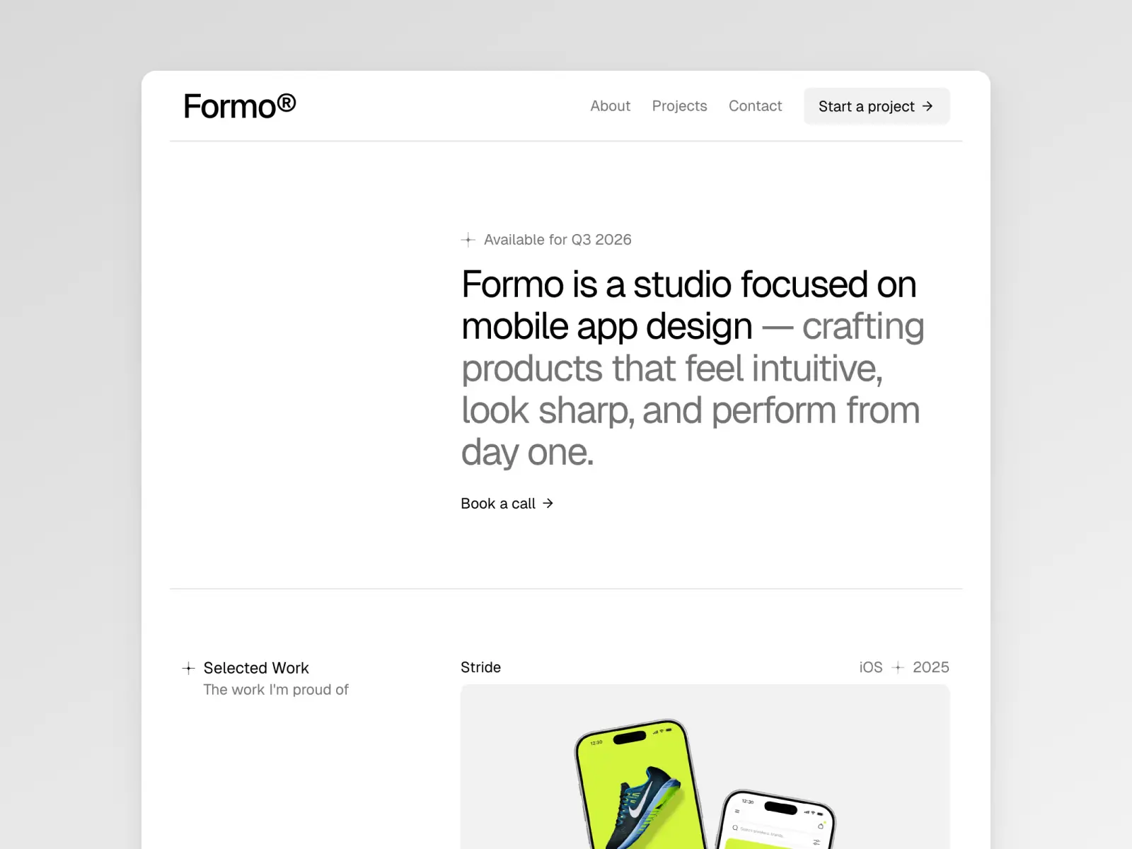 Formo — Minimal Portfolio Template — Kadir Calik Framer Template