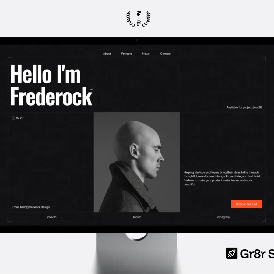 Frederock — Personal Portfolio Framer Template — Tanjim Islam Framer Template