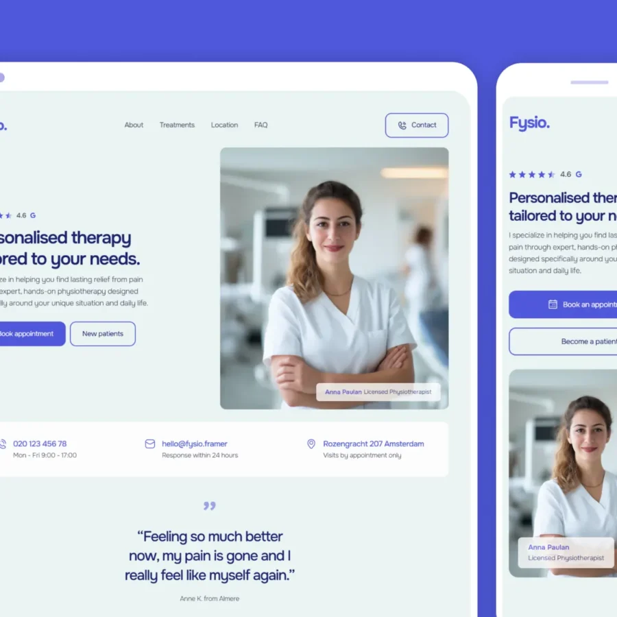 Fysio — For solo healthcare professionals — Sjoerd Koelewijn Framer Template
