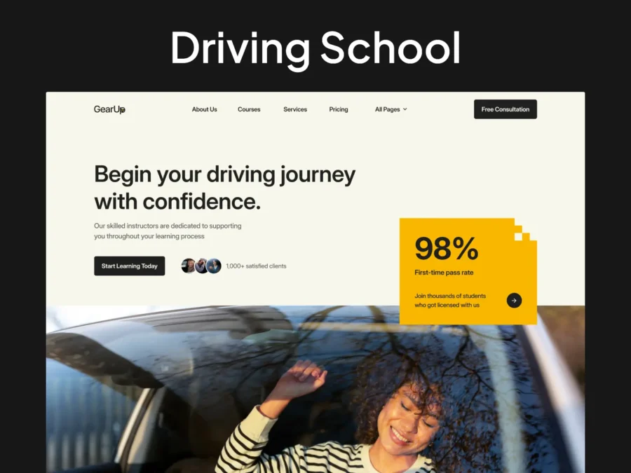 Gearup — Driving School and Courses — fourtwelve Framer Template