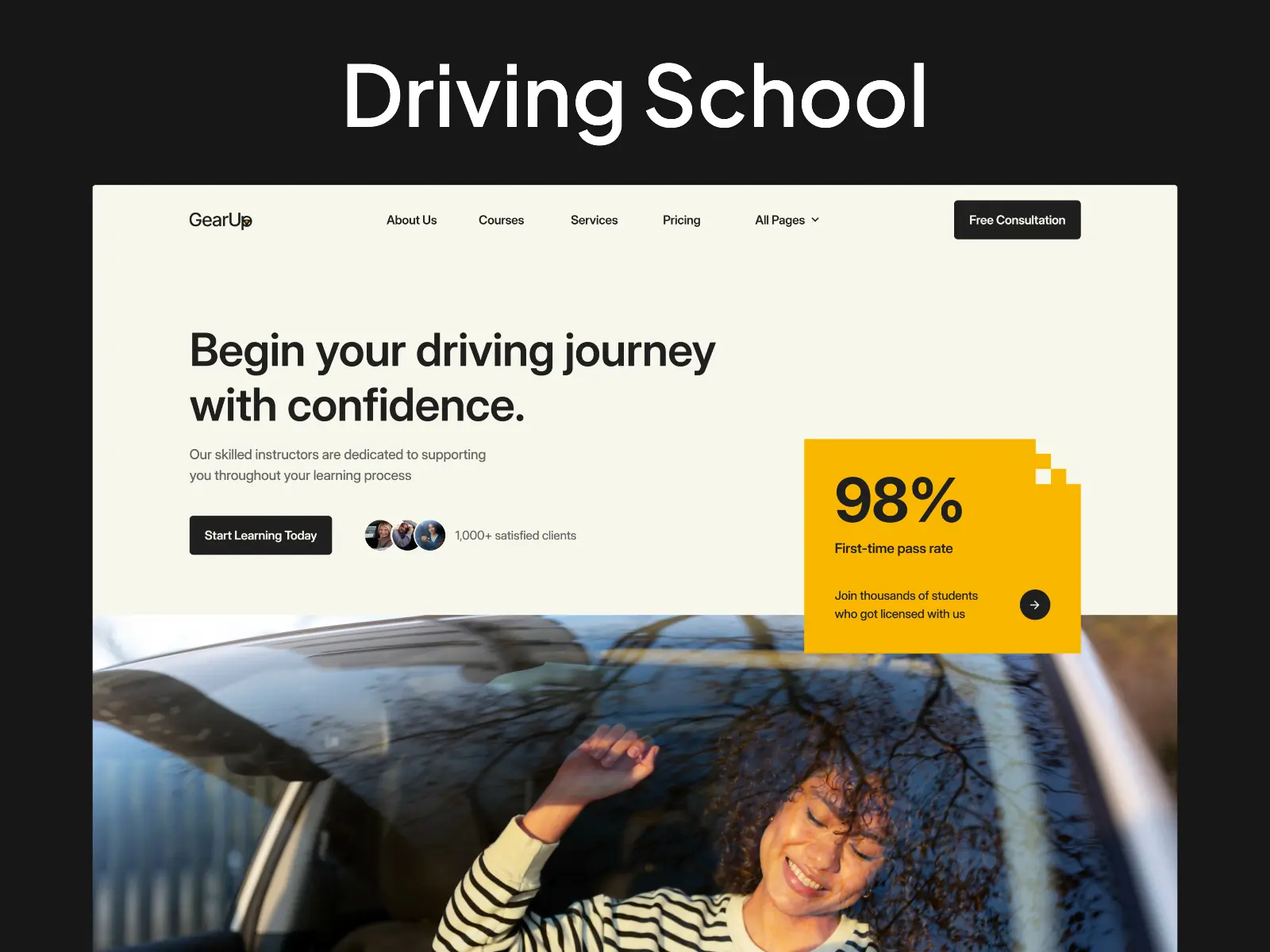 Gearup — Driving School and Courses — fourtwelve Framer Template