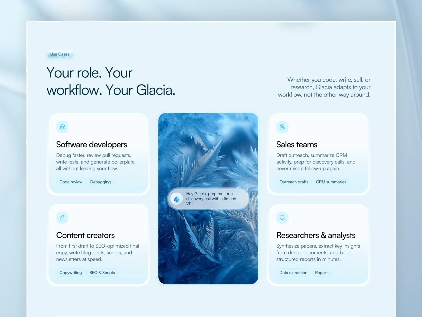 Glacia — Premium AI LLM Landing Page