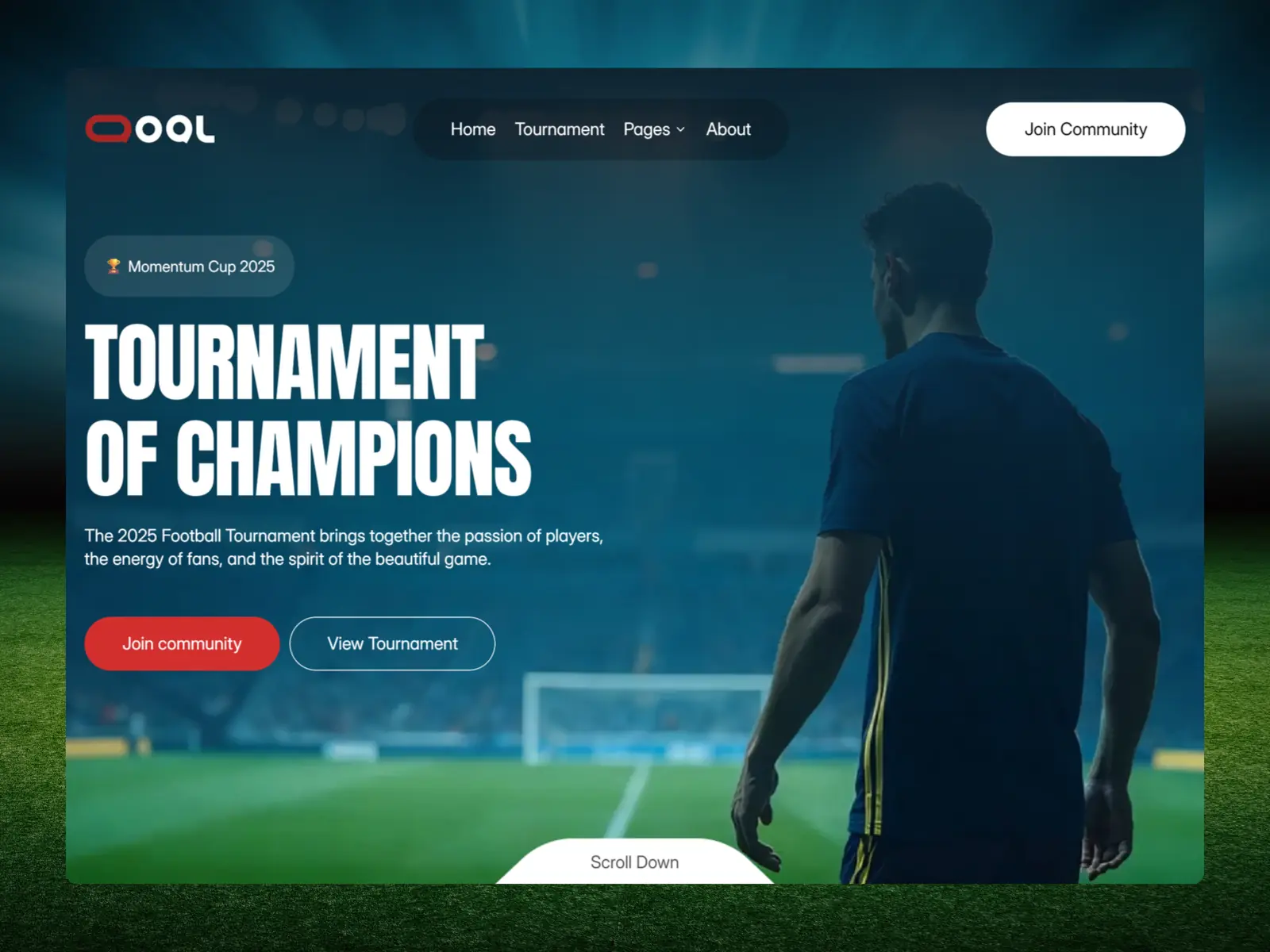 Goal — Sports Live Streaming Template — Waida Studio Framer Template