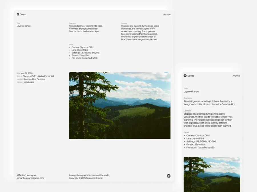 Goodo — Log your shots. Share your story. — Semantic Ground Framer Template