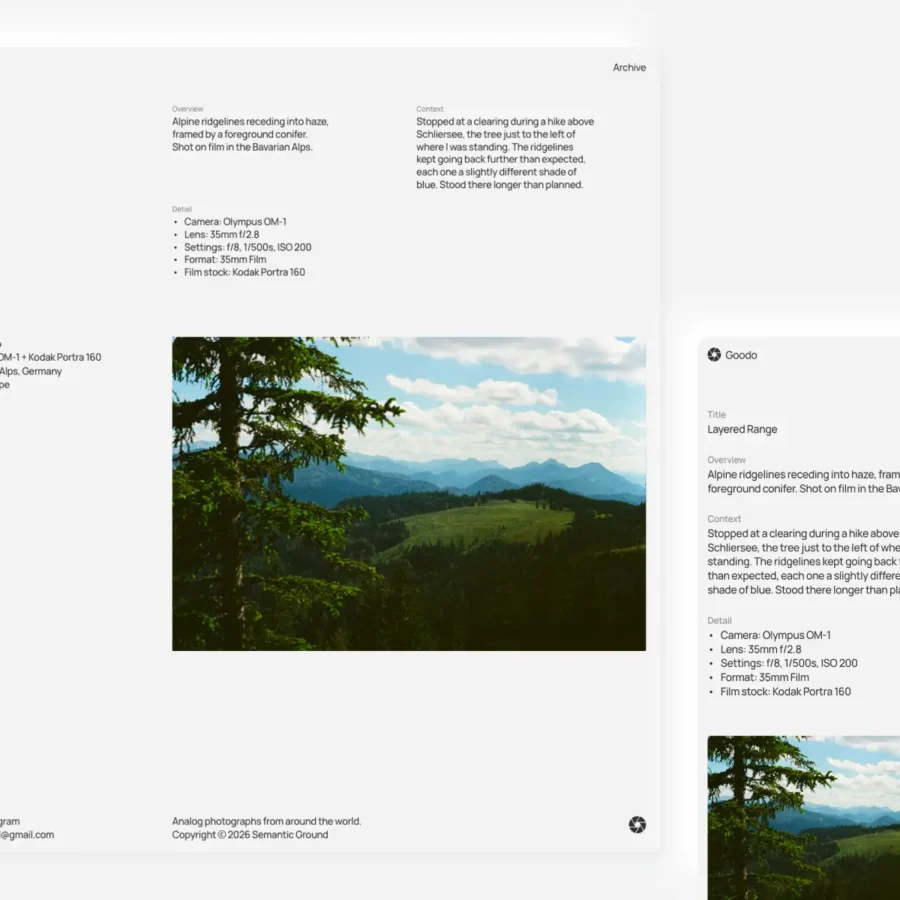 Goodo — Log your shots. Share your story. — Semantic Ground Framer Template