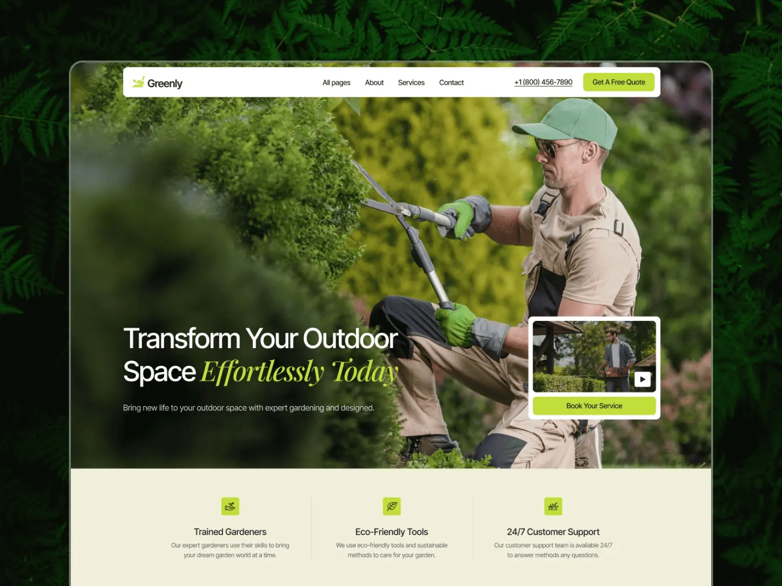 Greenly — Free Landscape & Garden Template — Framerbite Framer Template