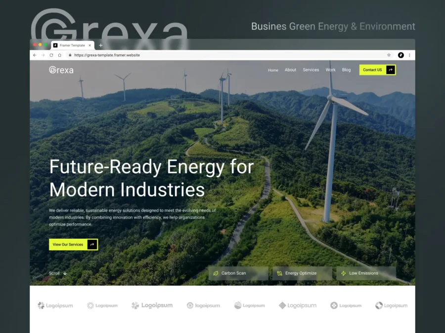 Grexa — Busines Green Energy & Environment — Onmix Framer Template
