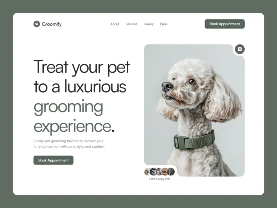 Groomify — Pet Grooming Template — Justyna Dabrowska Framer Template