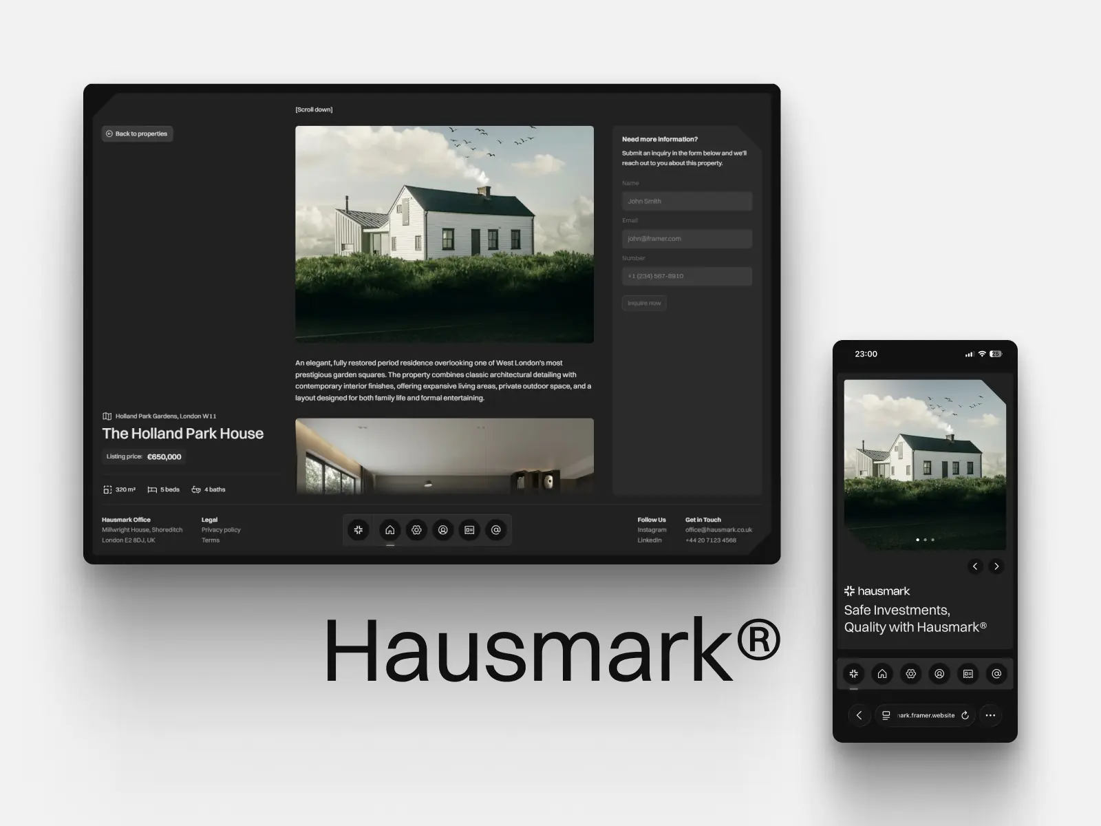 Hausmark — Real Estate Framer Template