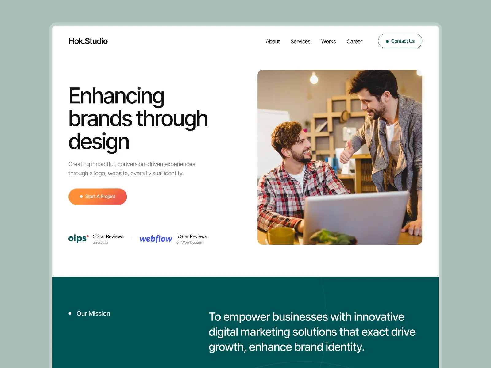Hok Studio — Modern Agency Framer Template — Arini Studio Framer Template