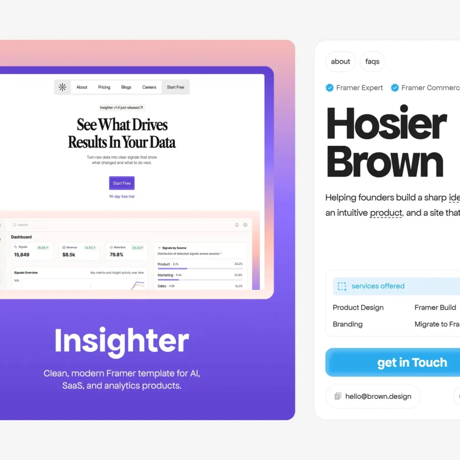 Hosier — Free Premium Minimal Portfolio — Syed Tahoor Ali Framer Template