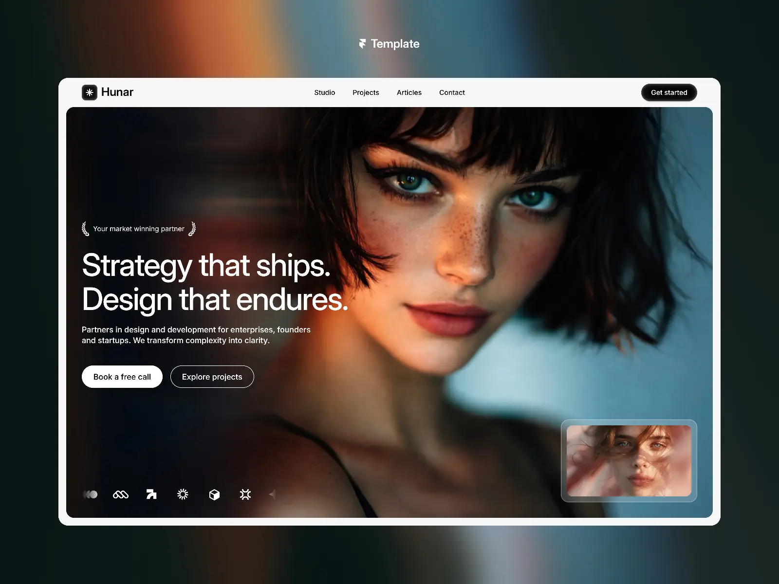 Hunar — Studio & Agency Portfolio Template — Turin Framer Template