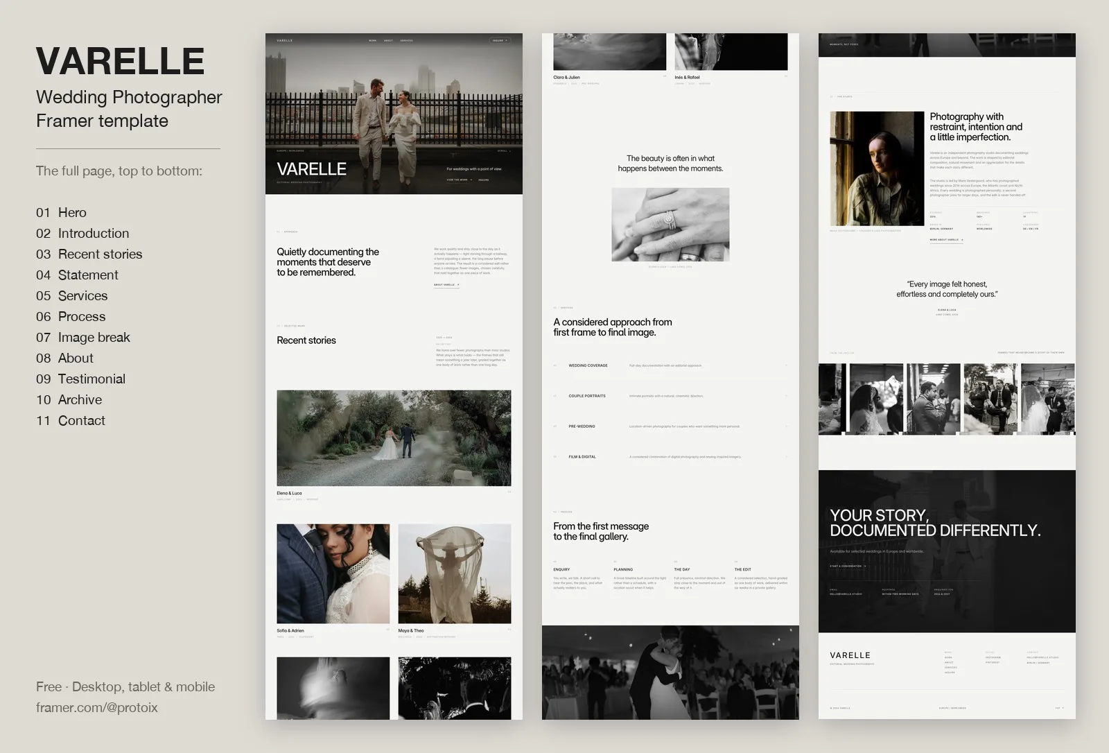 Wedding Photographer (free) — Framer Template