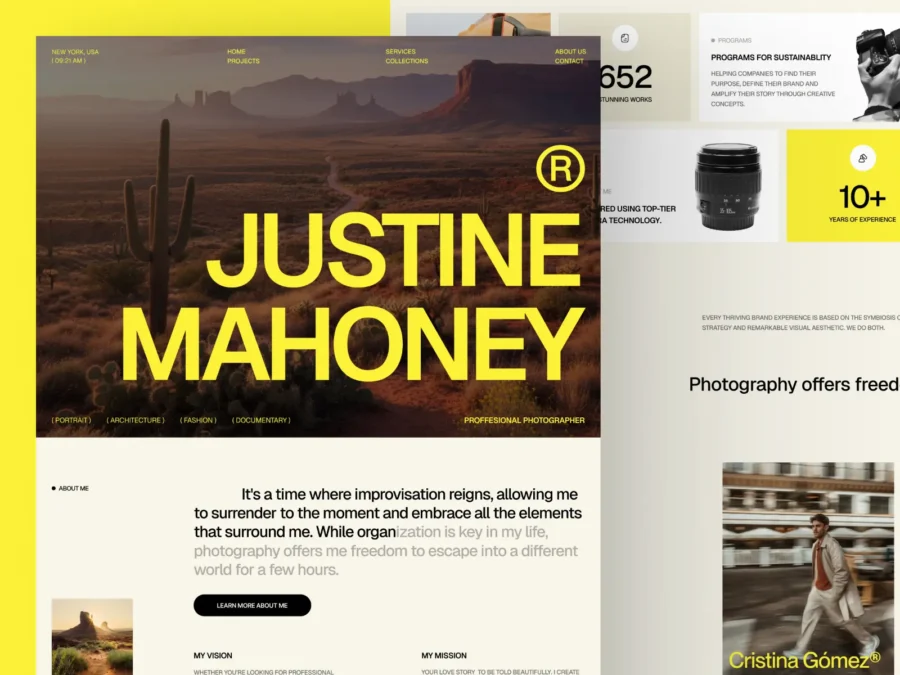 Justine — Photography & Photographer Agency — Pentaclay Framer Template