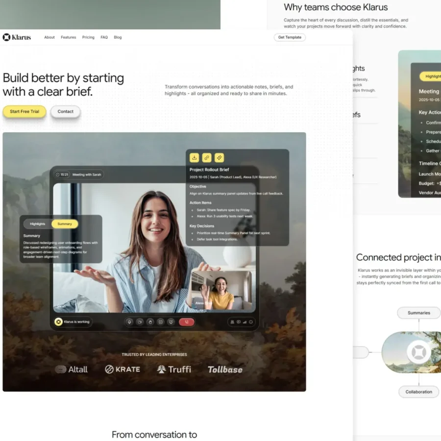 Klarus — AI Project Briefs Template — Samyadeep Purkayastha Framer Template