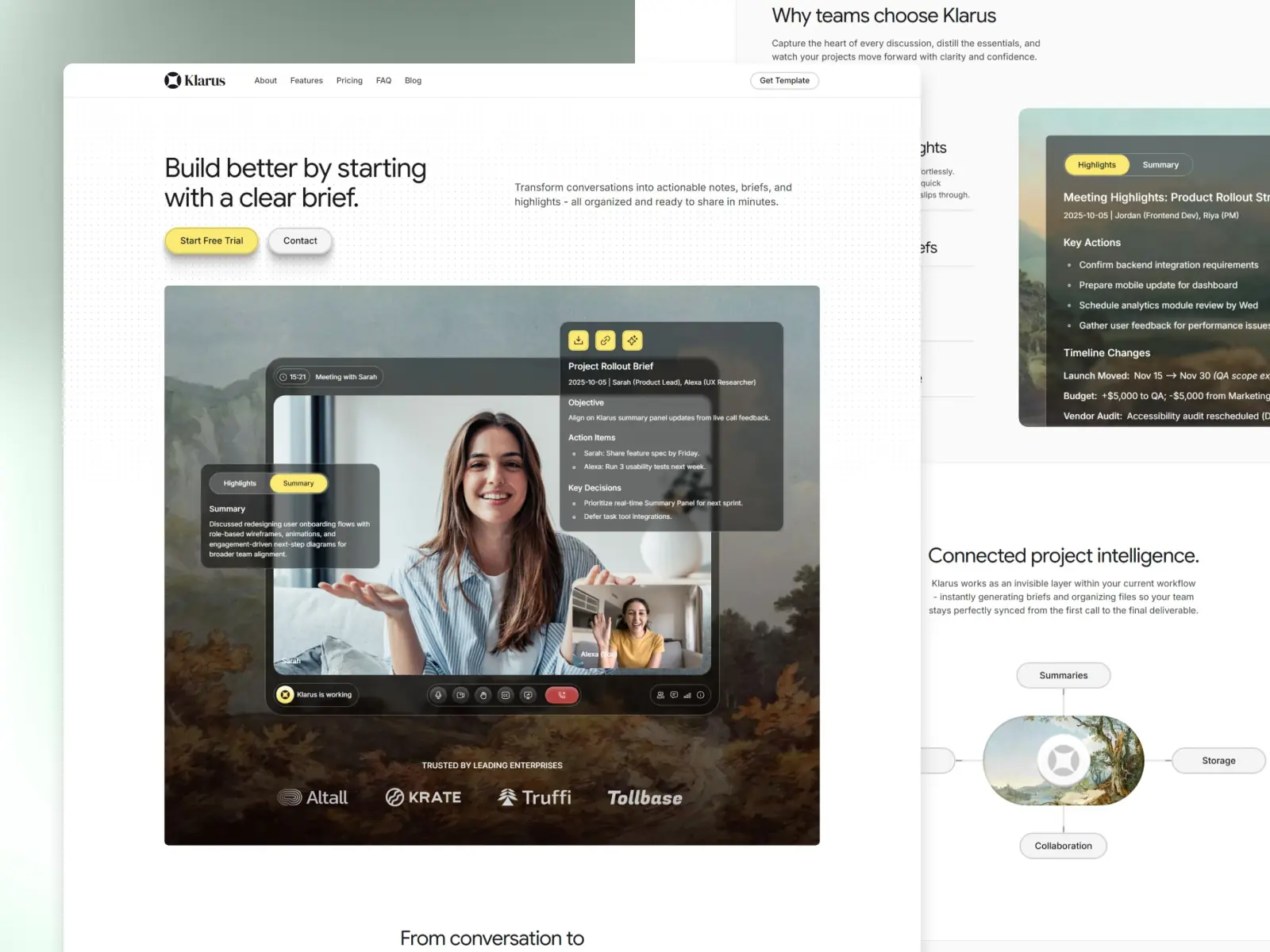 Klarus — AI Project Briefs Template — Samyadeep Purkayastha Framer Template