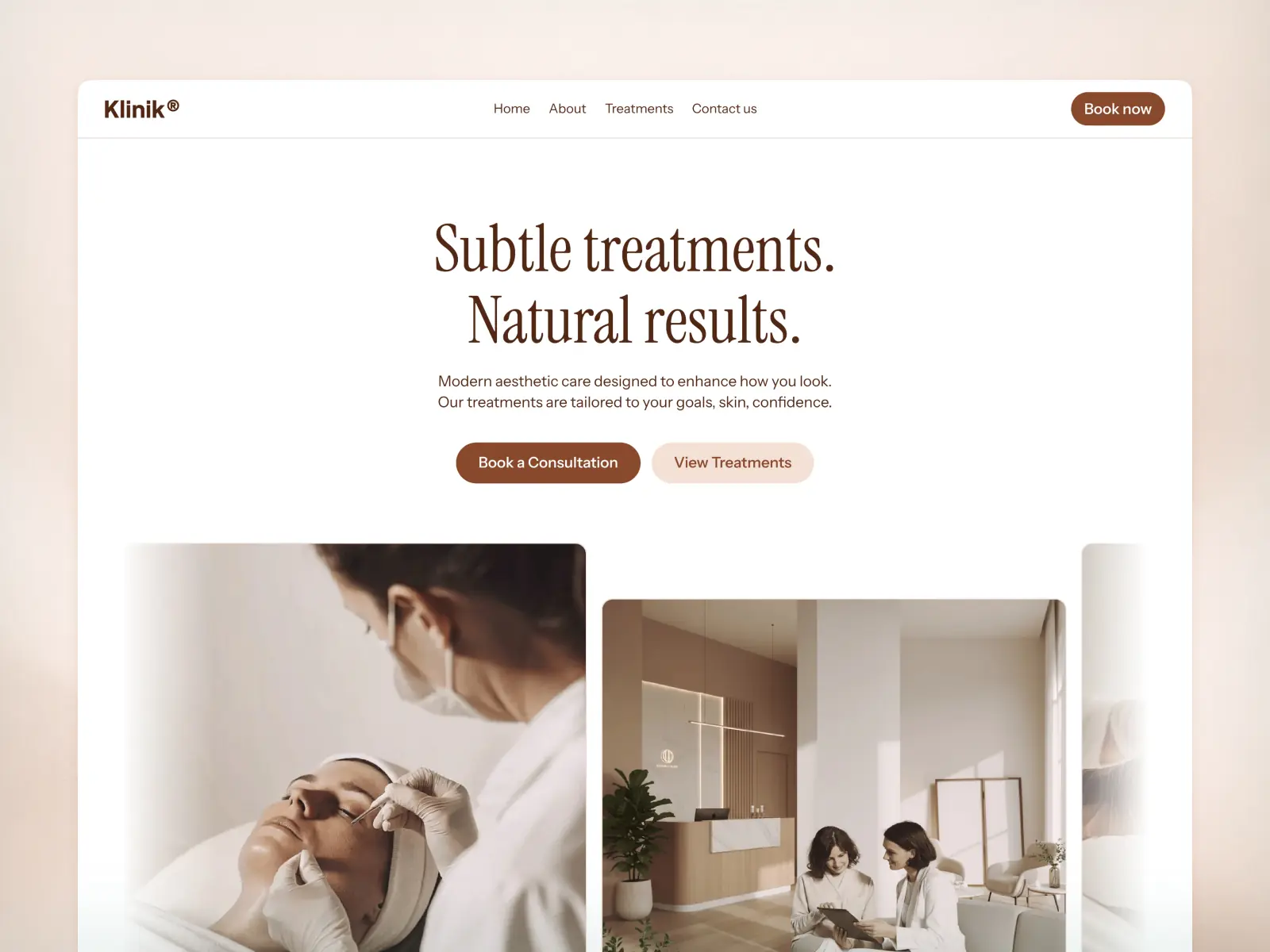 Klinik — Aesthetic Clinic Template — Magnus Myhre Framer Template