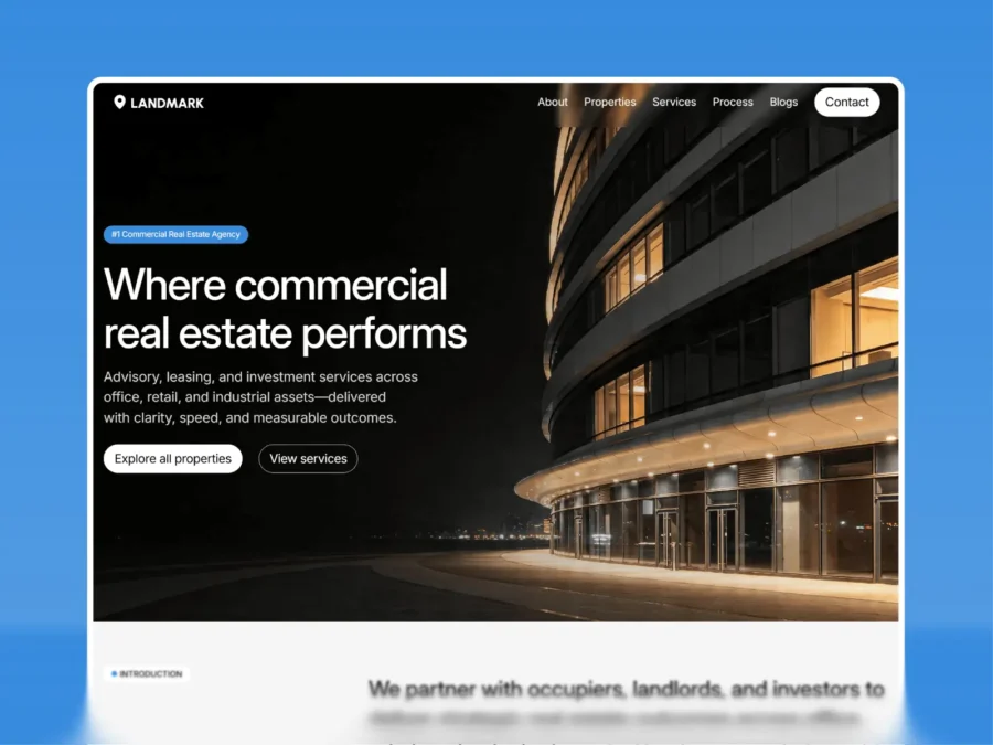 Landmark — Commercial Real Estate Template — Dhileep Kumar S Framer Template