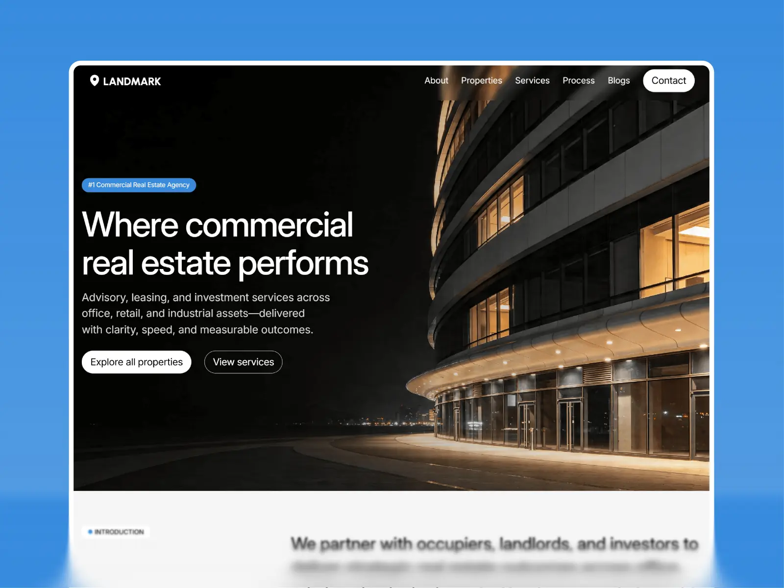 Landmark — Commercial Real Estate Template — Dhileep Kumar S Framer Template