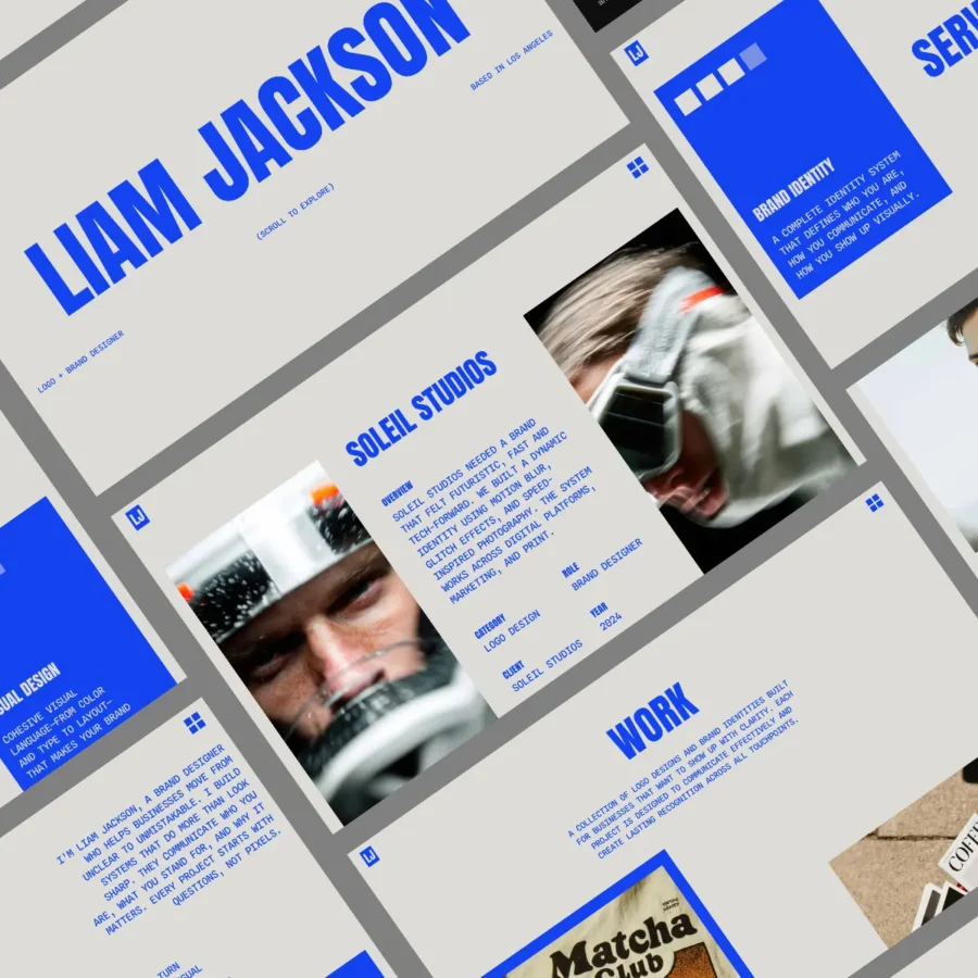 Liam Jackson — Bold Portfolio for Designers — Varshaa T Framer Template