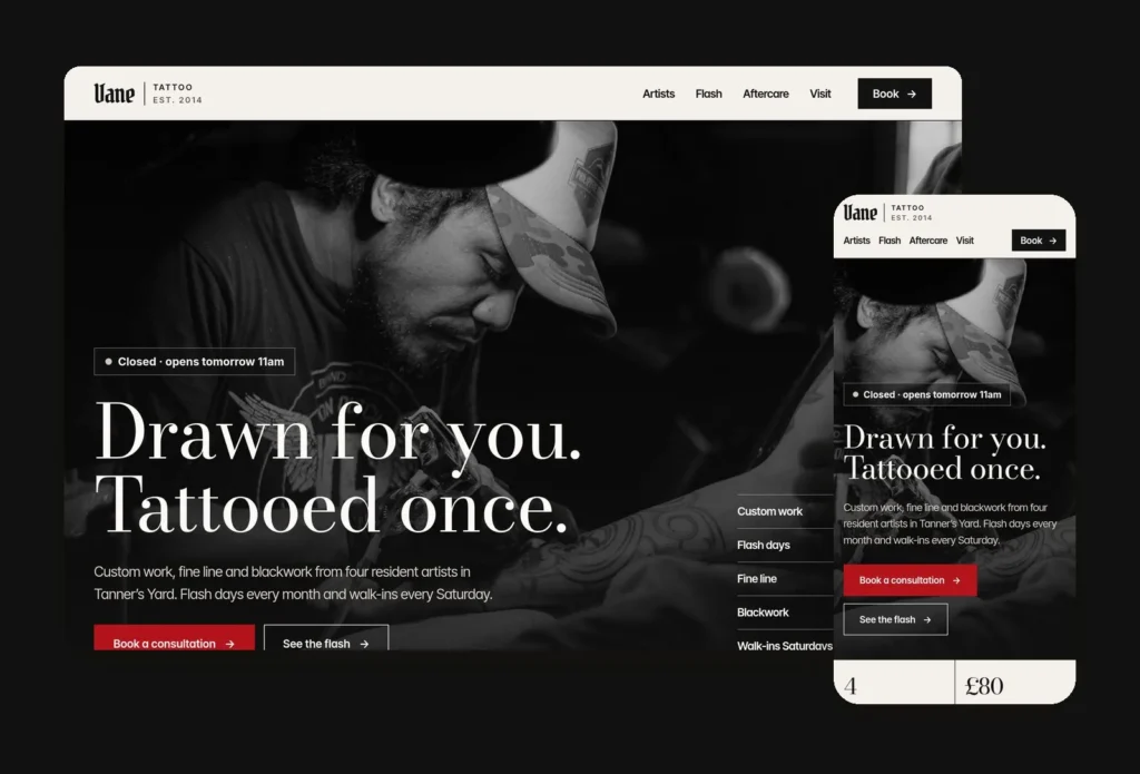 Vane Tattoo – Free Framer Template