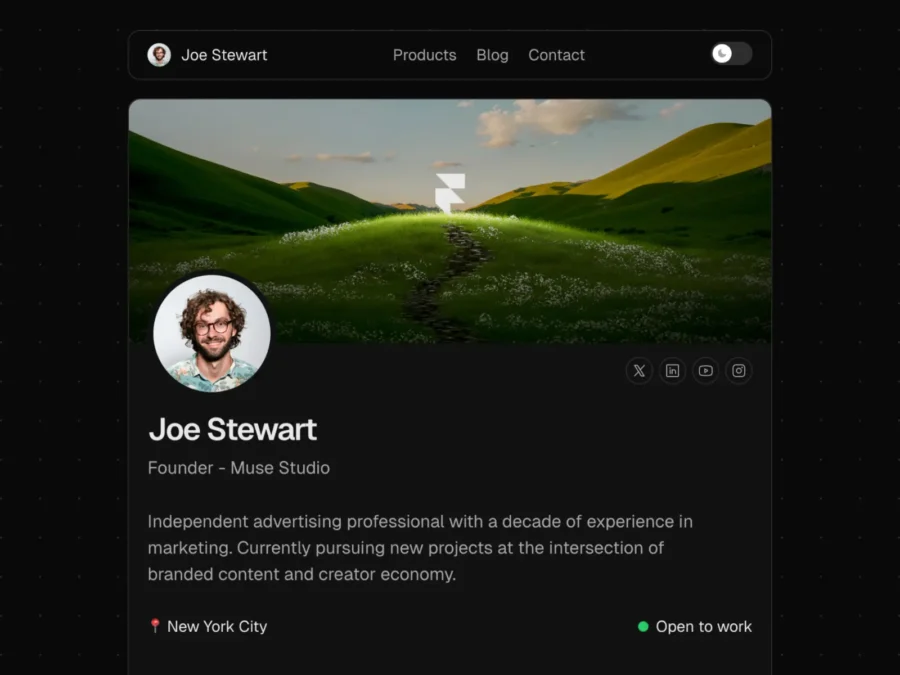 LinkHunt — Personal Portfolio x Link in Bio — Charu Consul Framer Template