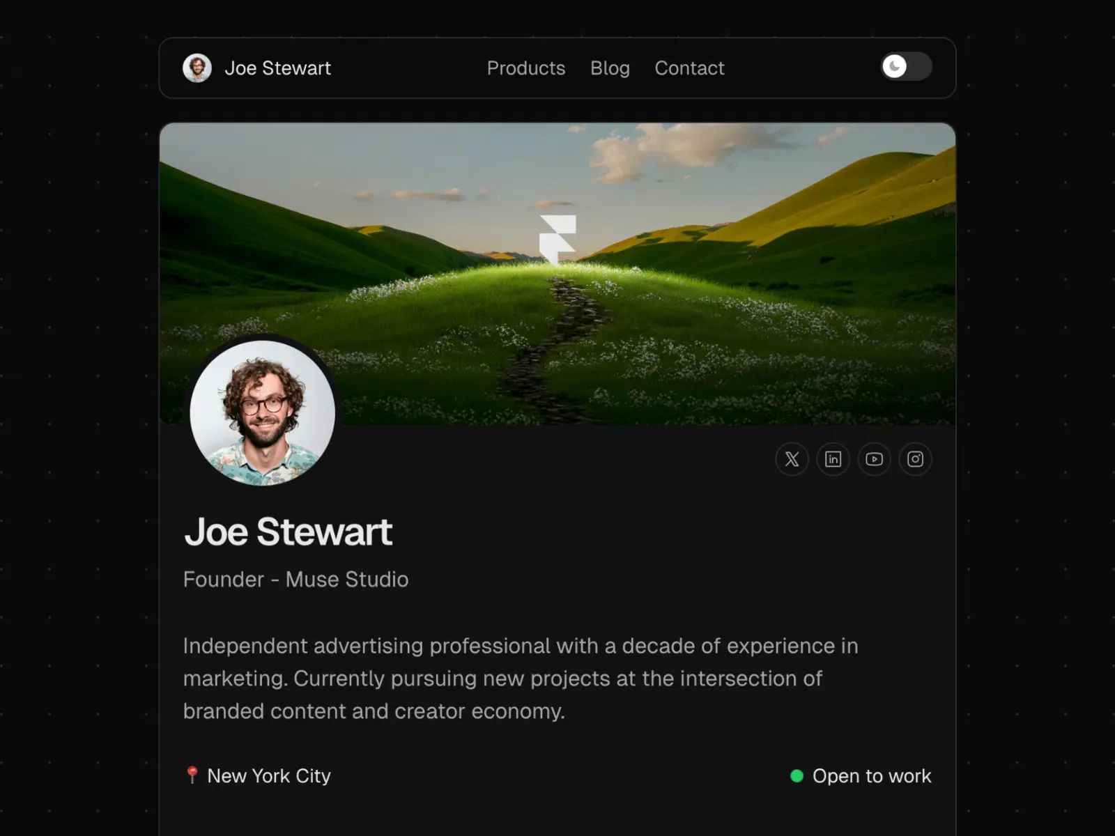 LinkHunt — Personal Portfolio x Link in Bio — Charu Consul Framer Template