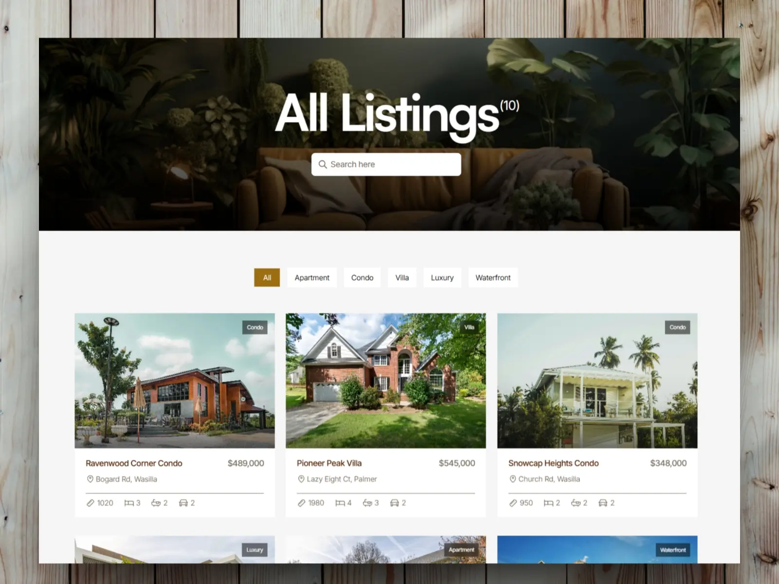 Listings — Website for Real Estate Agents