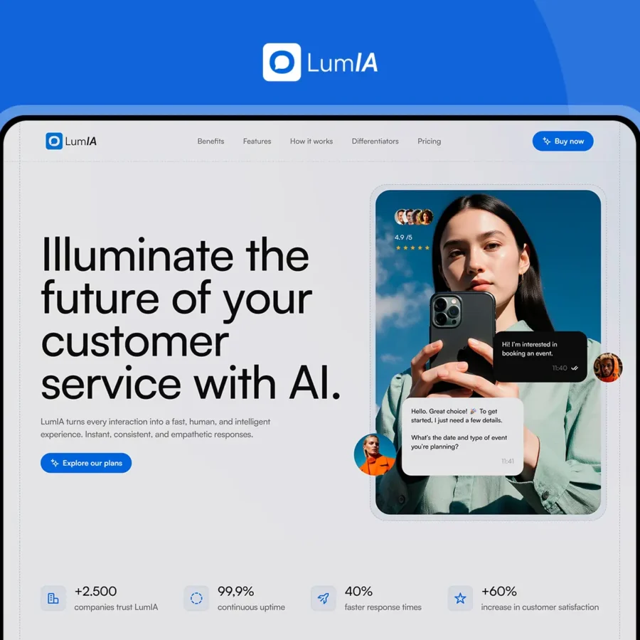 LumIA — An agent landing page for messages — Eduardo Henrique Framer Template