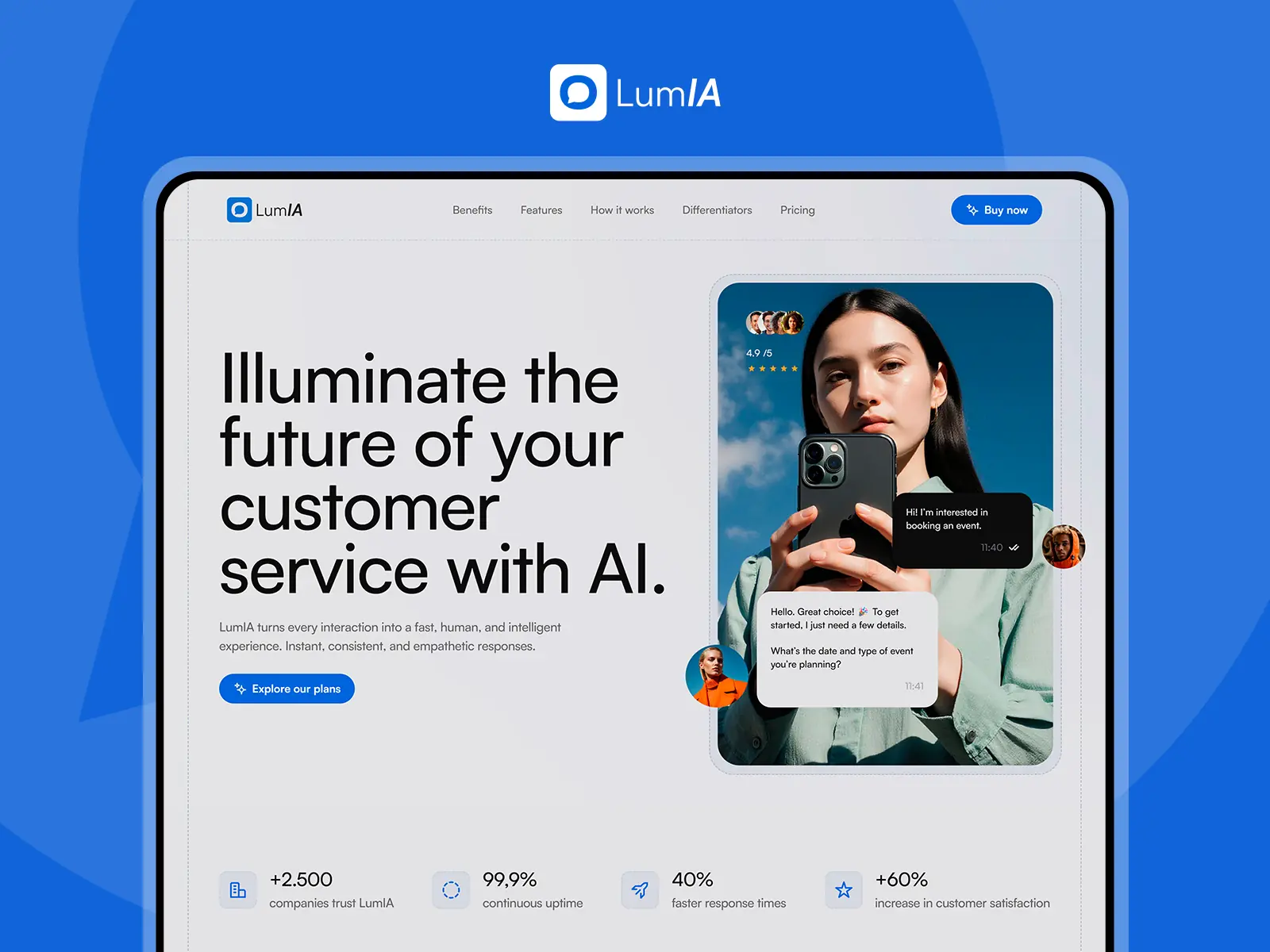LumIA — An agent landing page for messages — Eduardo Henrique Framer Template