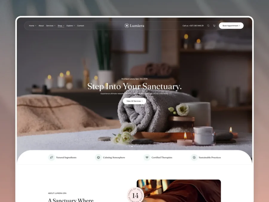 Lumiera — Beauty Salon & Spa Framer Template — Ali Tufan Framer Template