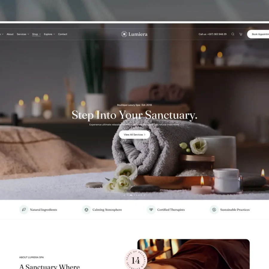 Lumiera — Beauty Salon & Spa Framer Template — Ali Tufan Framer Template
