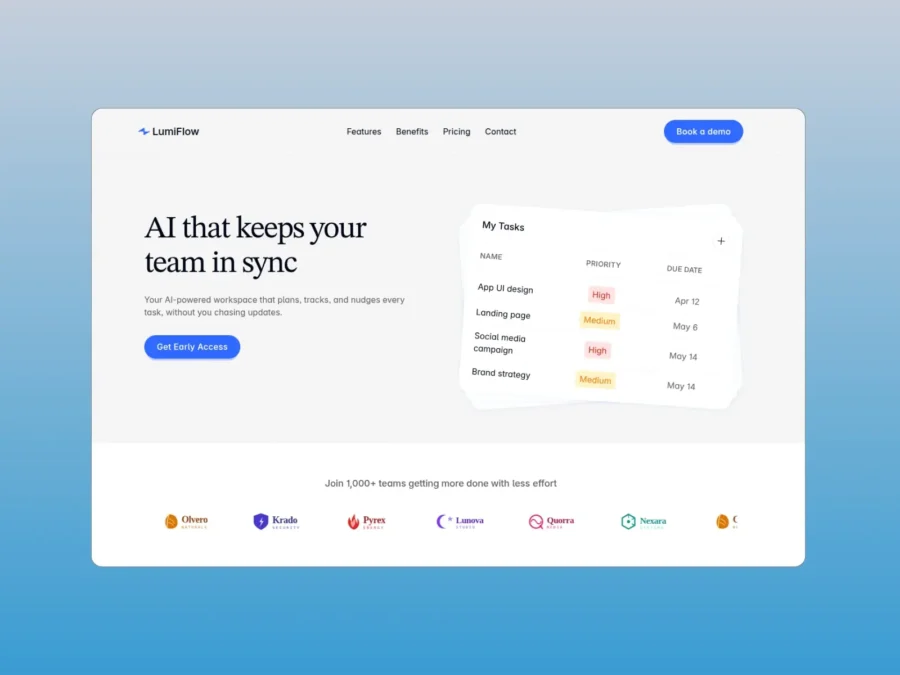 LumiFlow — Free Saas Framer Landing Page — FRAME ESSENTIALS Framer Template