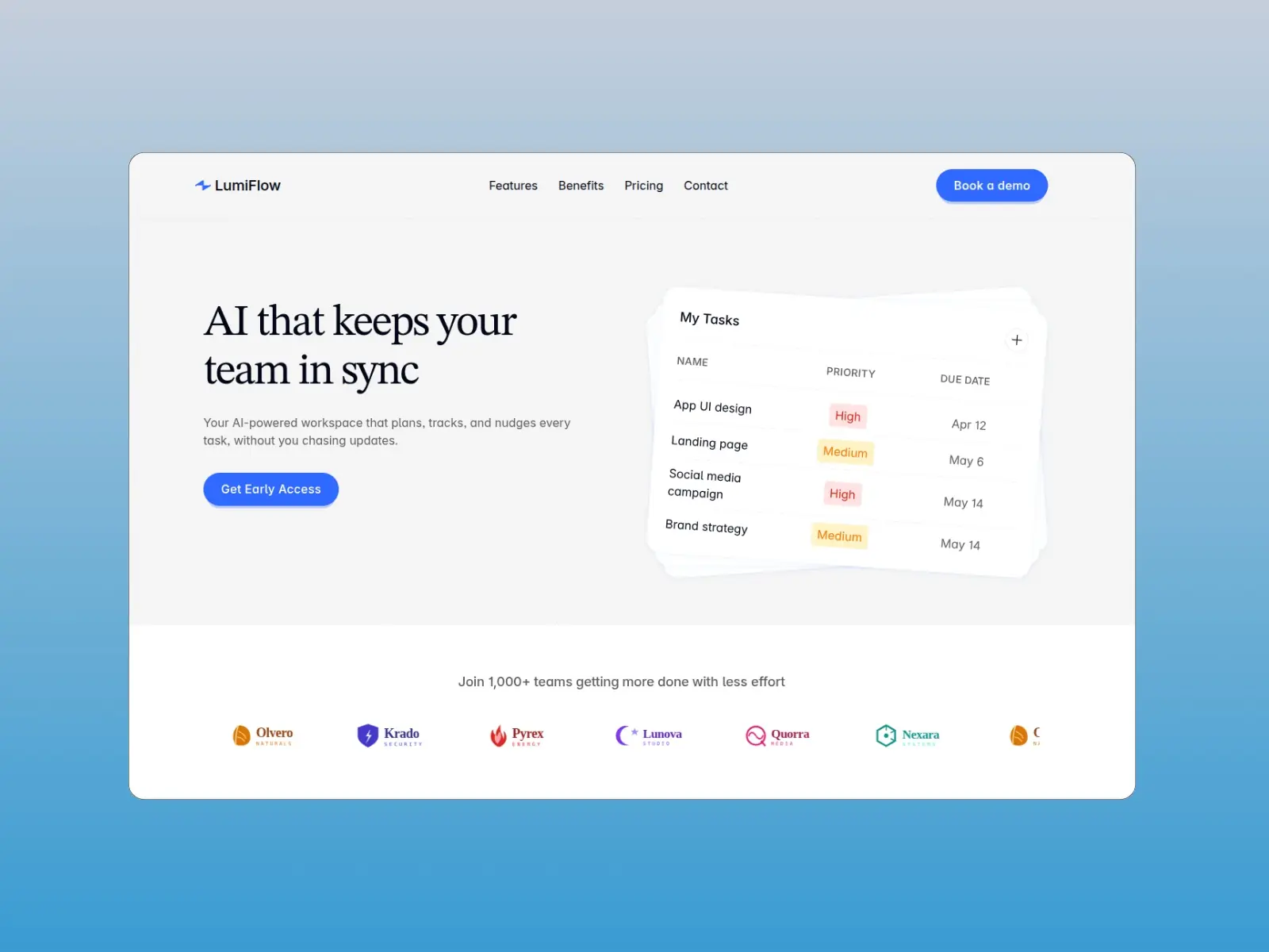 LumiFlow — Free Saas Framer Landing Page — FRAME ESSENTIALS Framer Template
