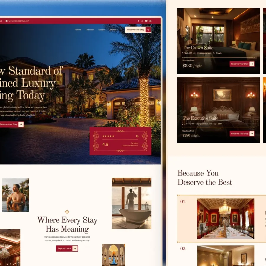 Hotexra — Luxury Hotel Website — Framerbite Framer Template