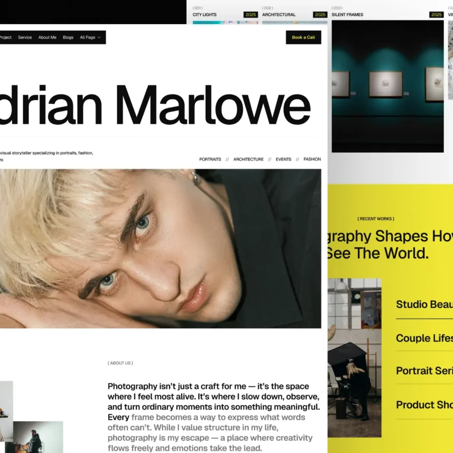 Marlowe — Photographer Photography Portfolio — Pentaclay Framer Template