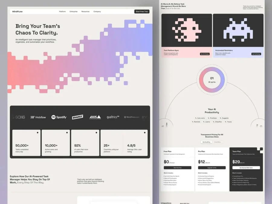 MindFlow — AI Productivity Landing Page — Odama Studio Framer Template