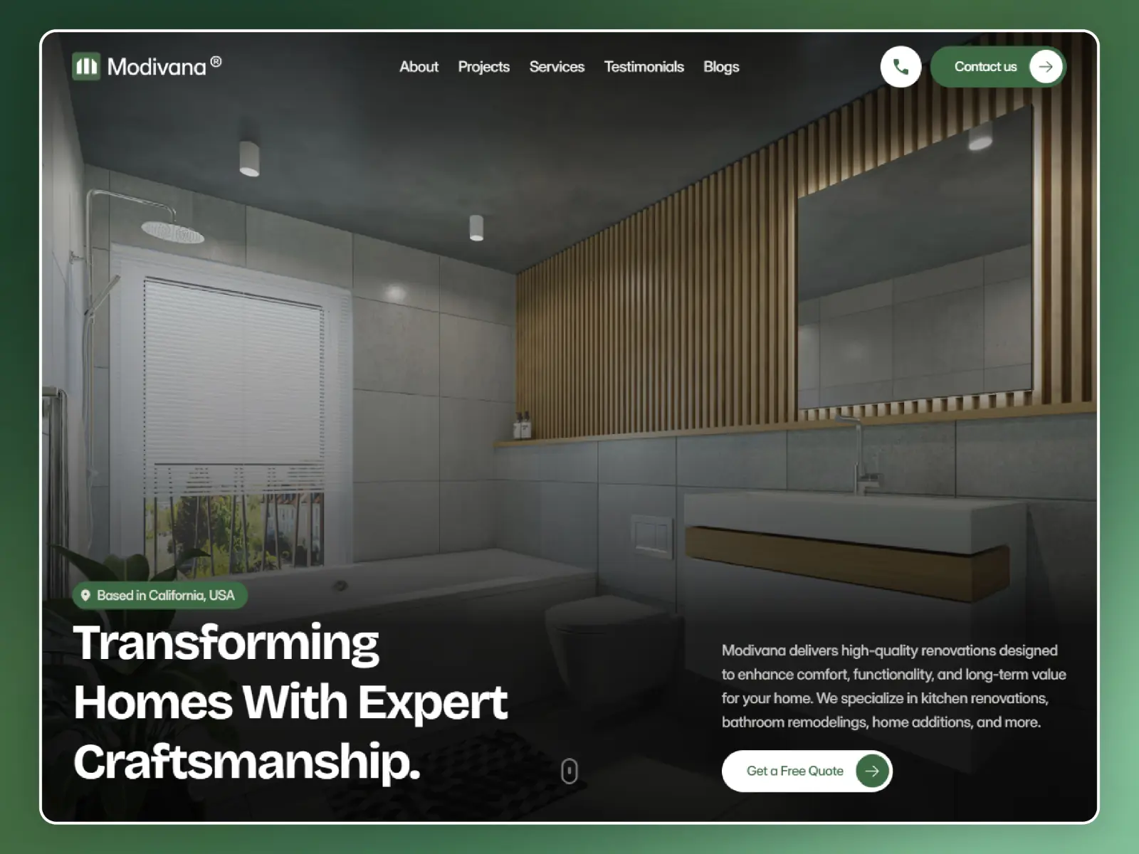 Modivana — Renovation & Construction Template — Sodiq Kareem Framer Template