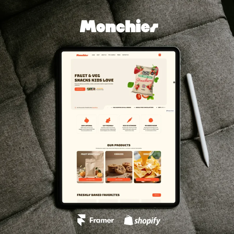 Monchies — Framer eCommerce Shopify template — nxson Framer Template