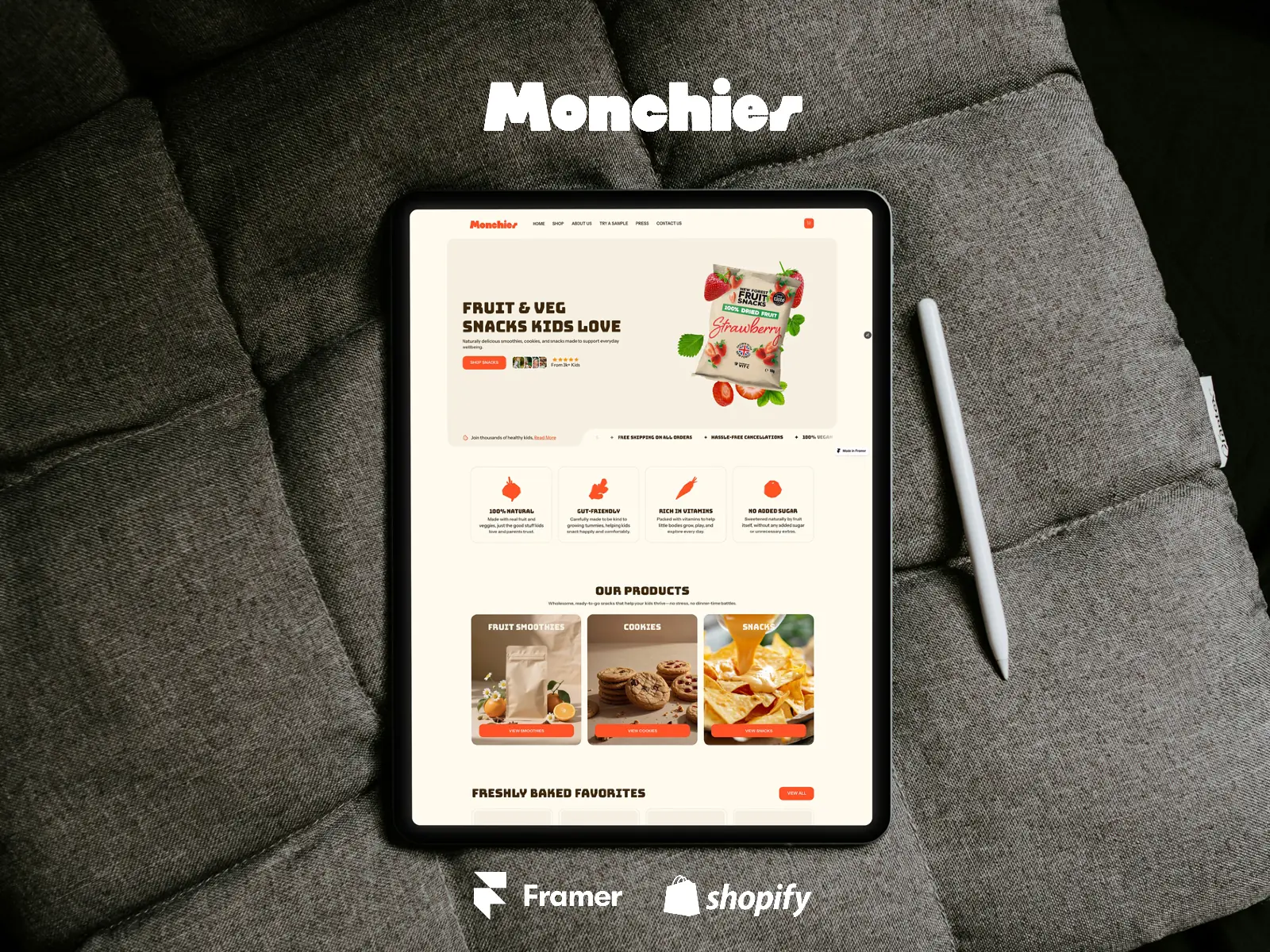 Monchies — Framer eCommerce Shopify template — nxson Framer Template
