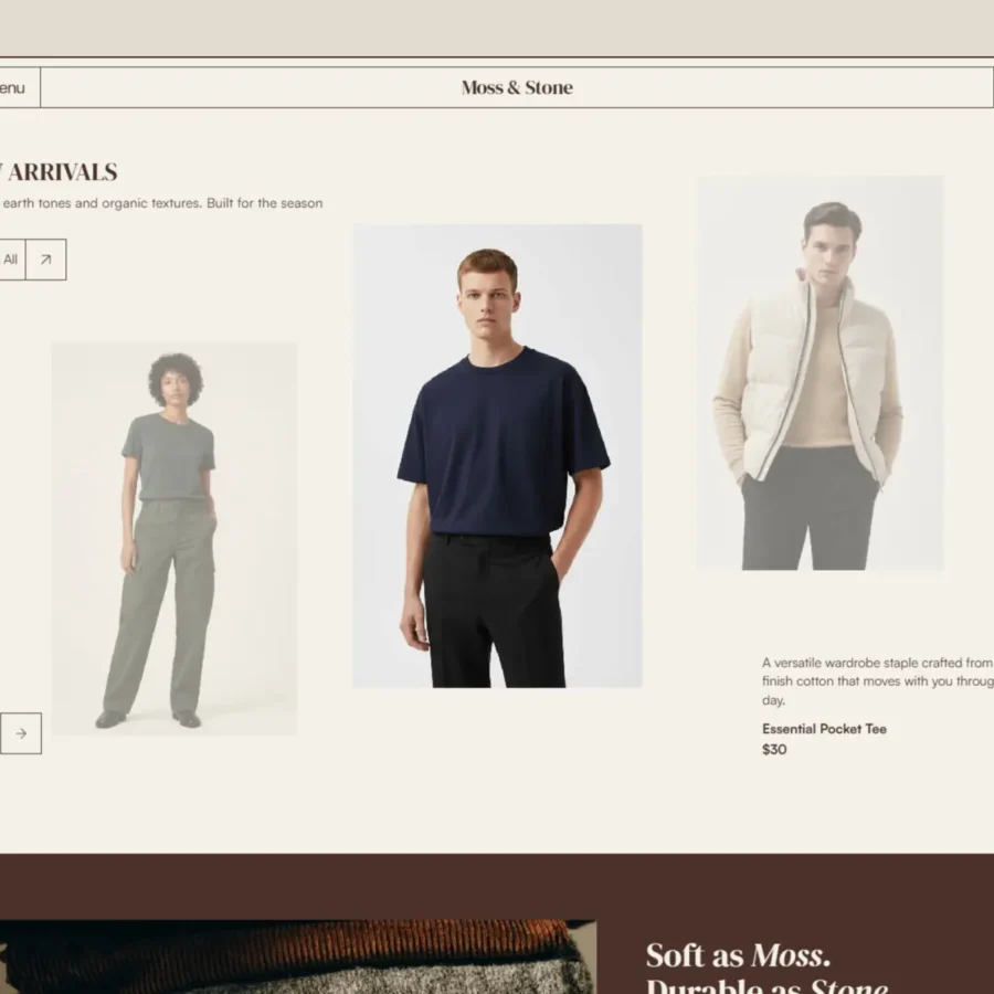 Moss & Stone — Elegant E-commerce Shop — SUJAL MAKKAR Framer Template