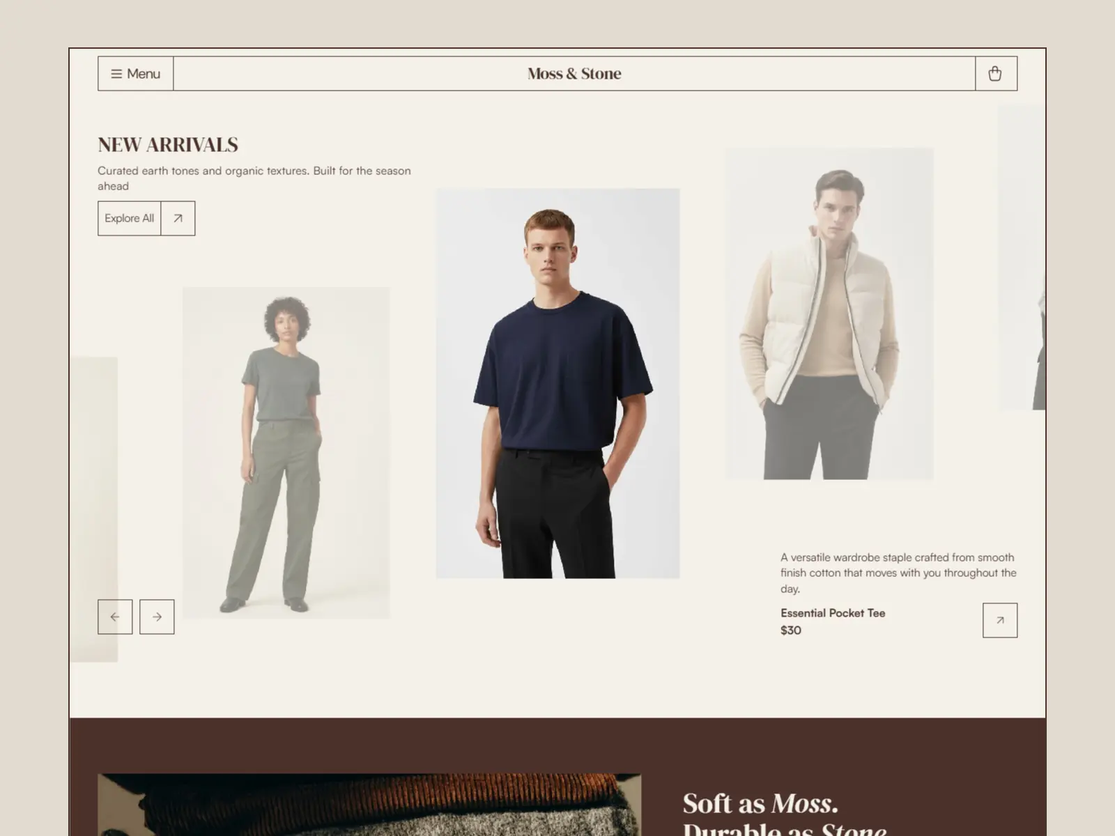 Moss & Stone — Elegant E-commerce Shop — SUJAL MAKKAR Framer Template