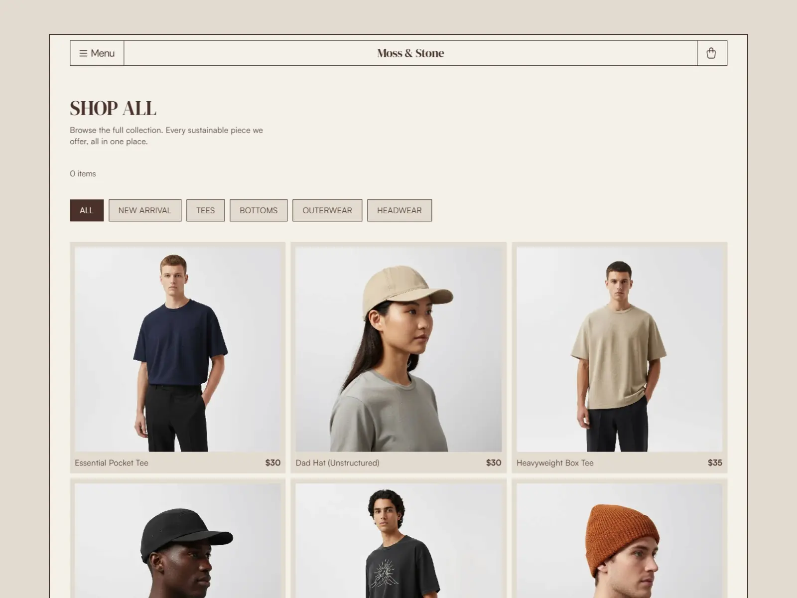 Moss & Stone — Elegant E-commerce Template